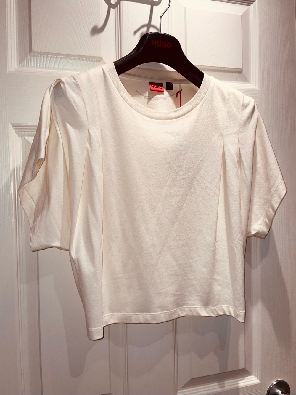 Hugo Cream Puff-Sleeve Crewneck Tee NWT SZ M